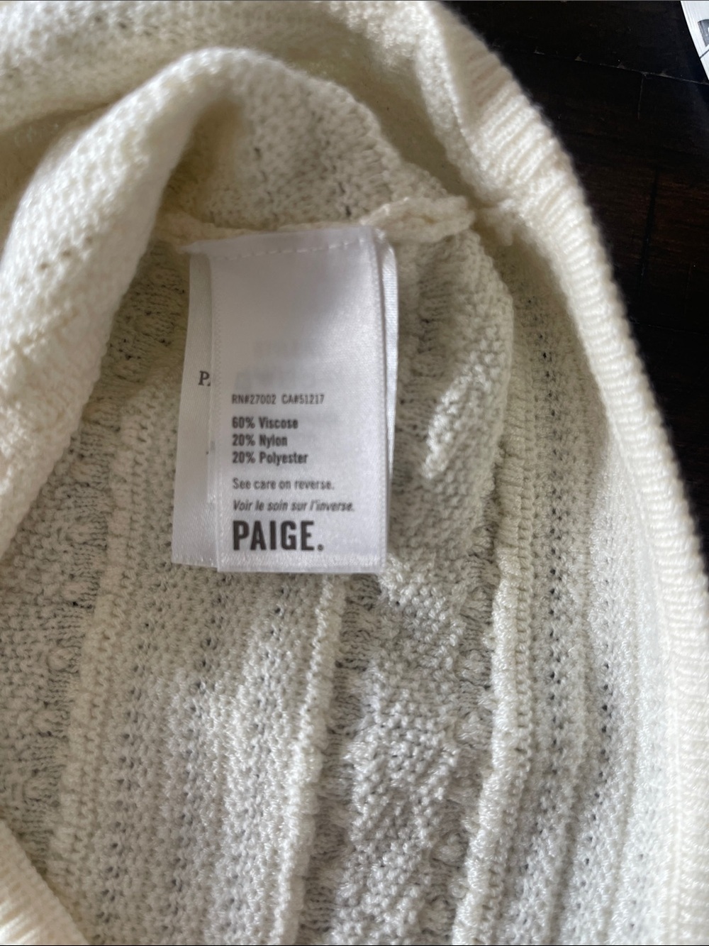 PAIGE Cream Knit Scoop Neck Tank - Picture 5 of 7